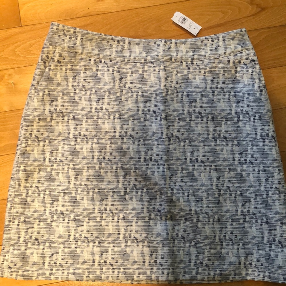 Ann Taylor LOFT blue and white textured skirt